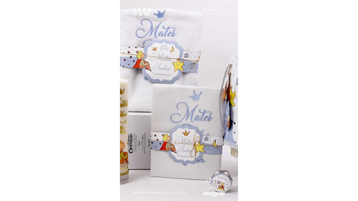 Trusou de botez cu broderie personalizata pentru baieti, Micul print, Le petit prince  6